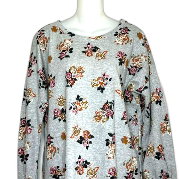 MATILDA JANE GRAY FLORAL FLEECE TUNIC SIZE LARGE NWOT - Picture 3 of 14